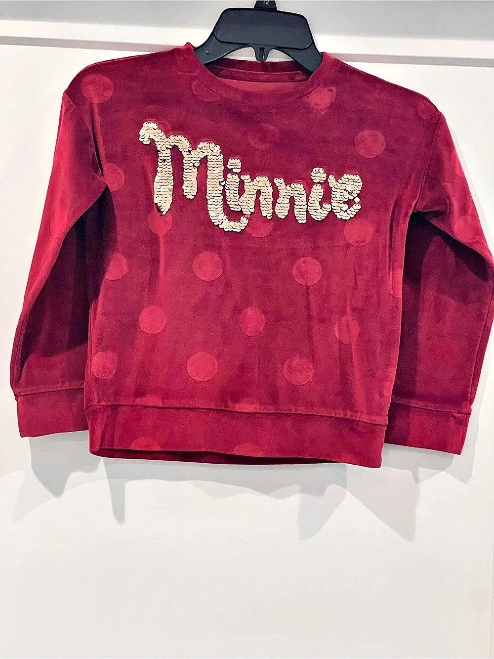 Disney Jumping Beans Girls Polka Dot Velour Sweatshirt Red Like New